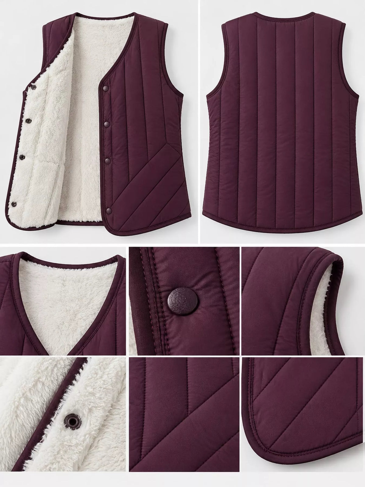 Quilted Button-Up Vest Coat