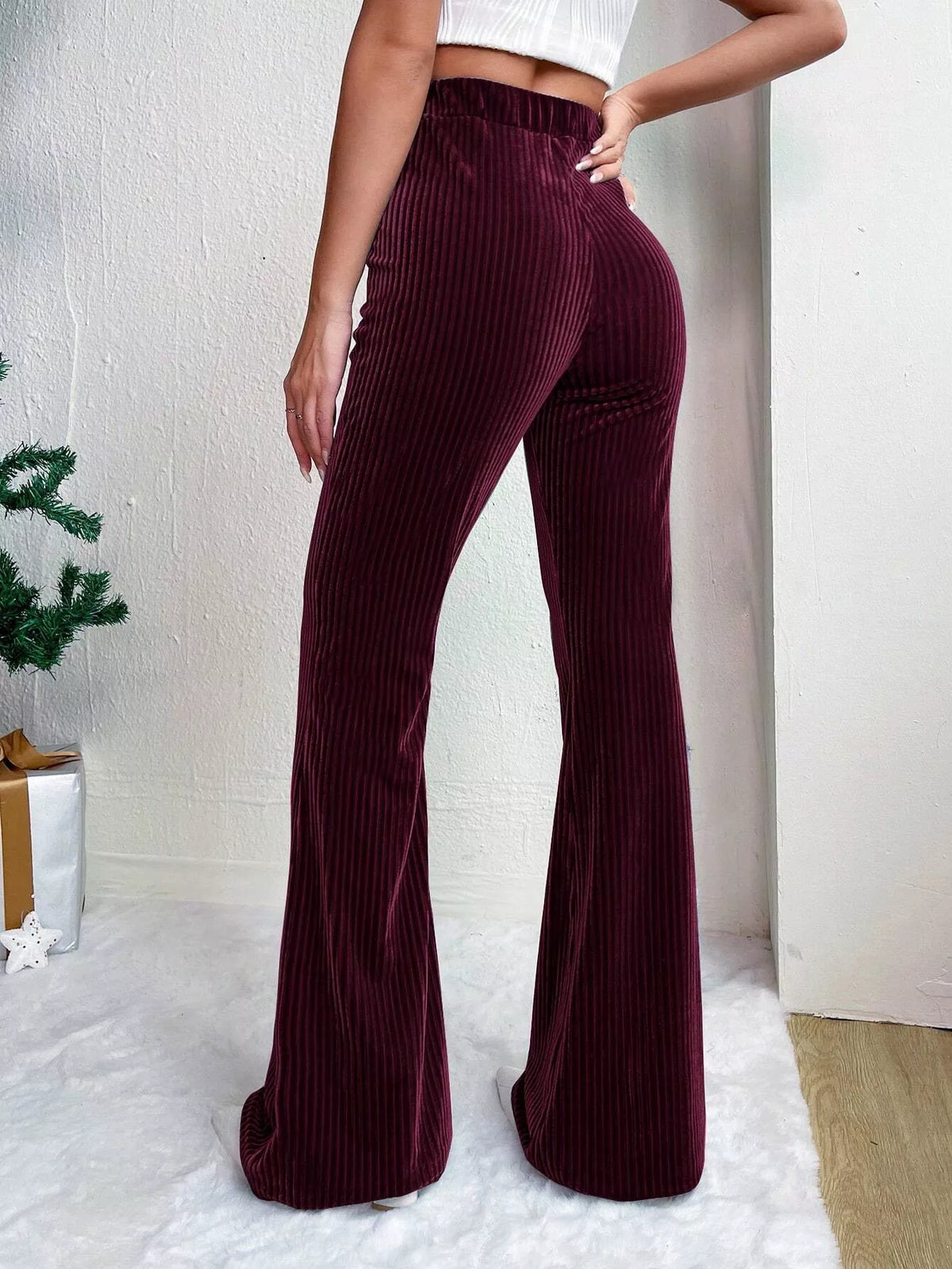Corduroy High-Waist Flare Pants