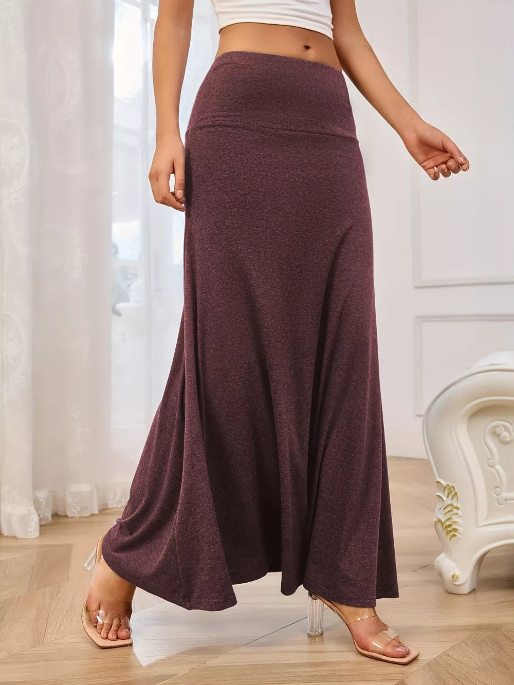Elastic-Waist Maxi Skirt