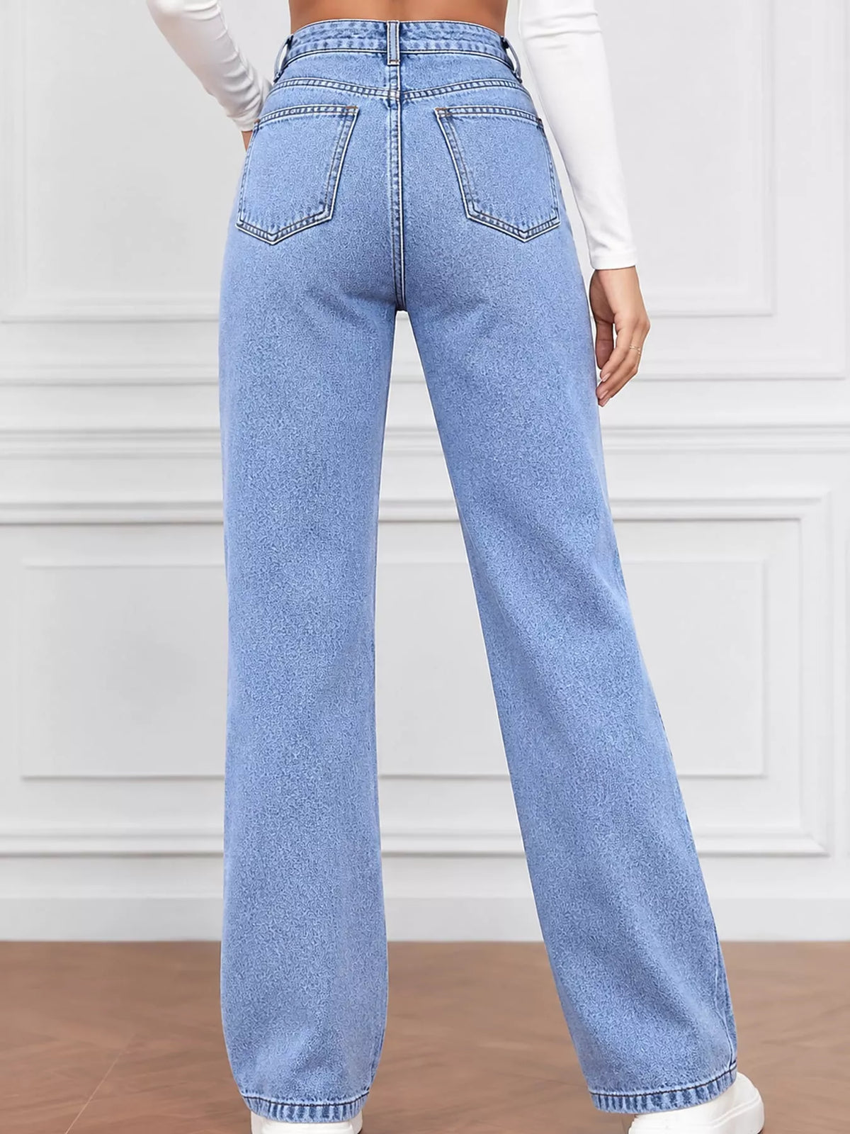 High-Waisted Vintage Wash Jeans