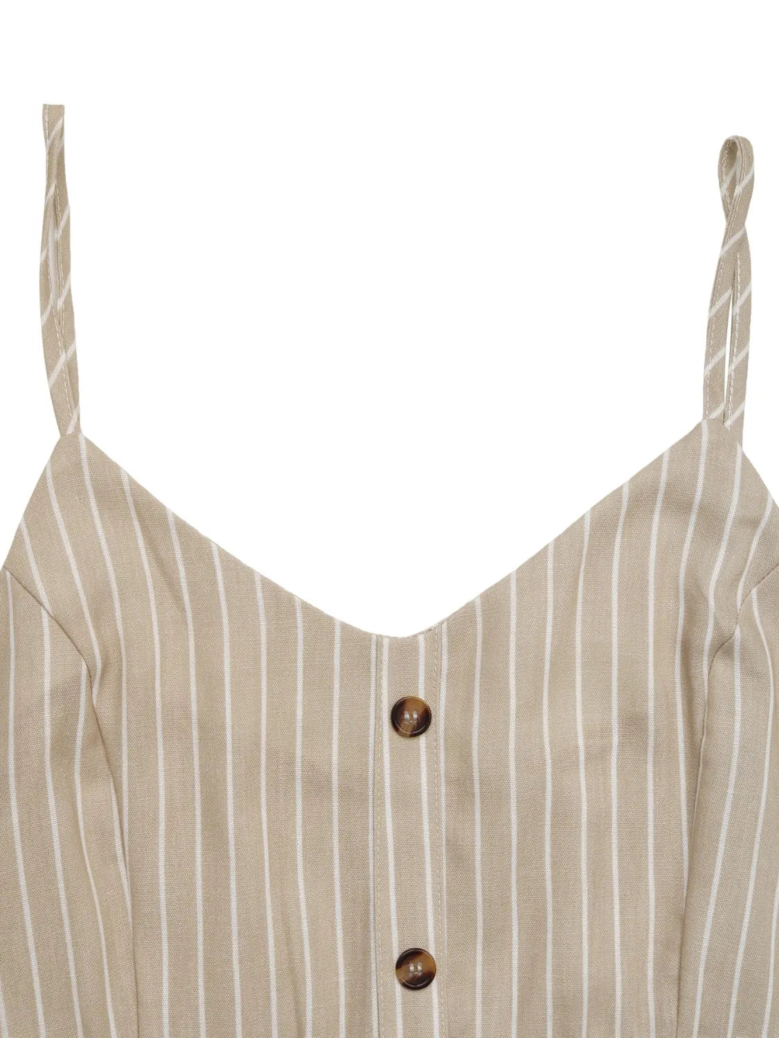 Striped V-Neck Cami Dress in Tan