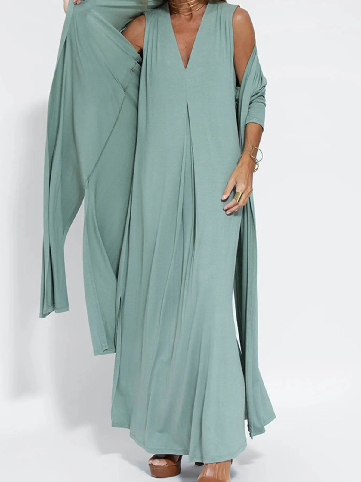 V-Neck Sleeveless Maxi Dress with Slit