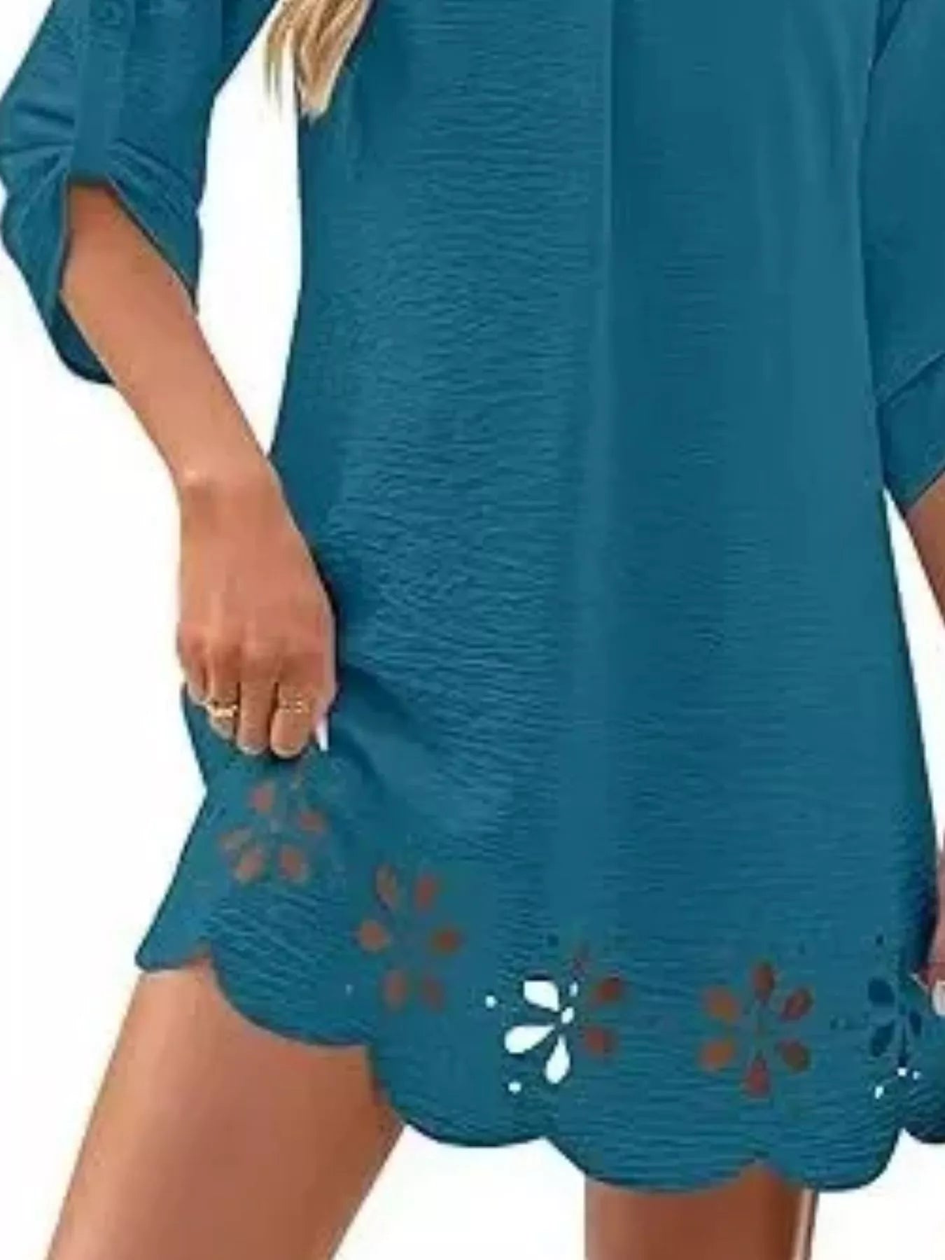 Scalloped Eyelet Hem Dress