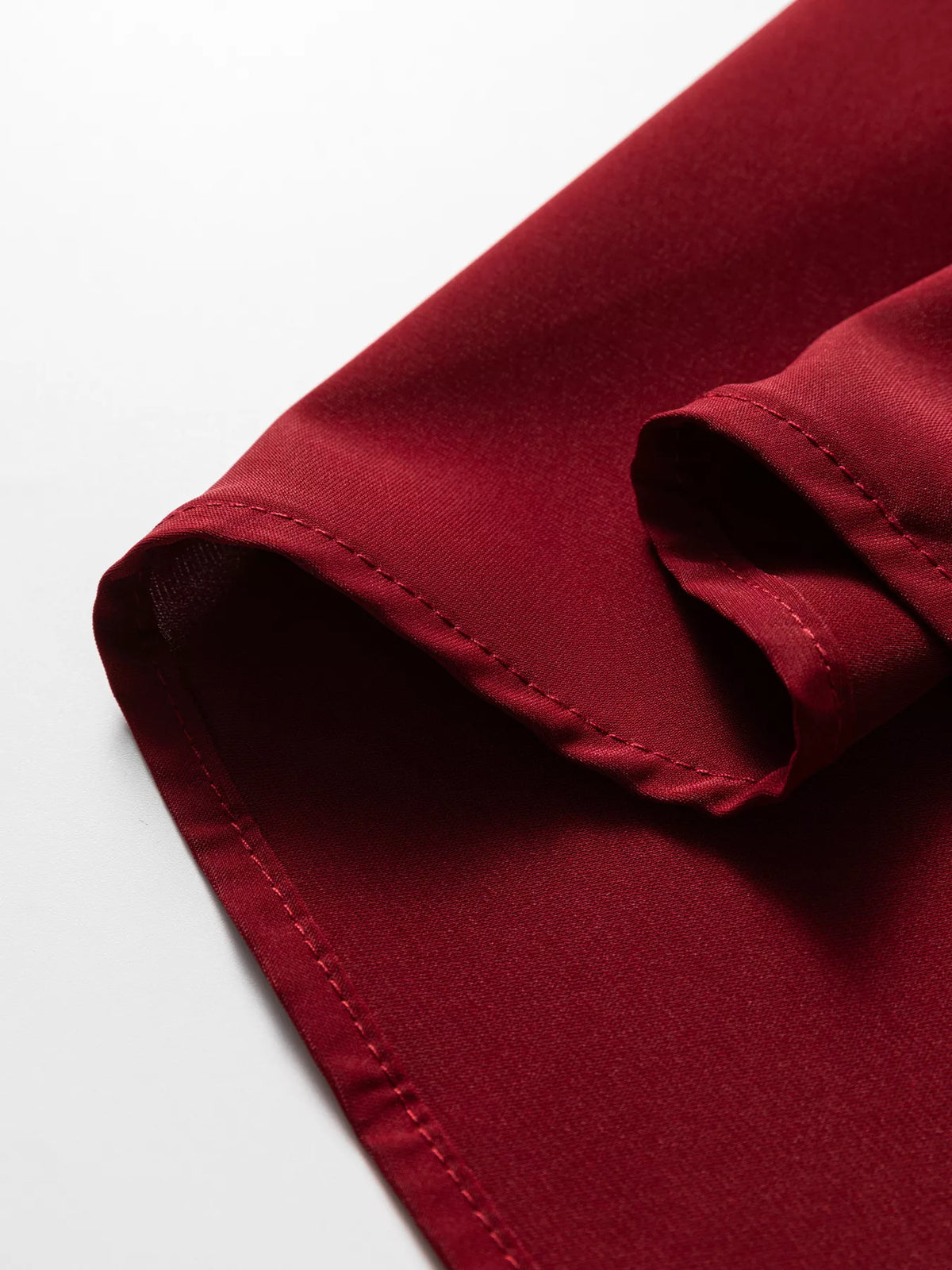 Frilled Neck Patchwork Mini Dress in Burgundy