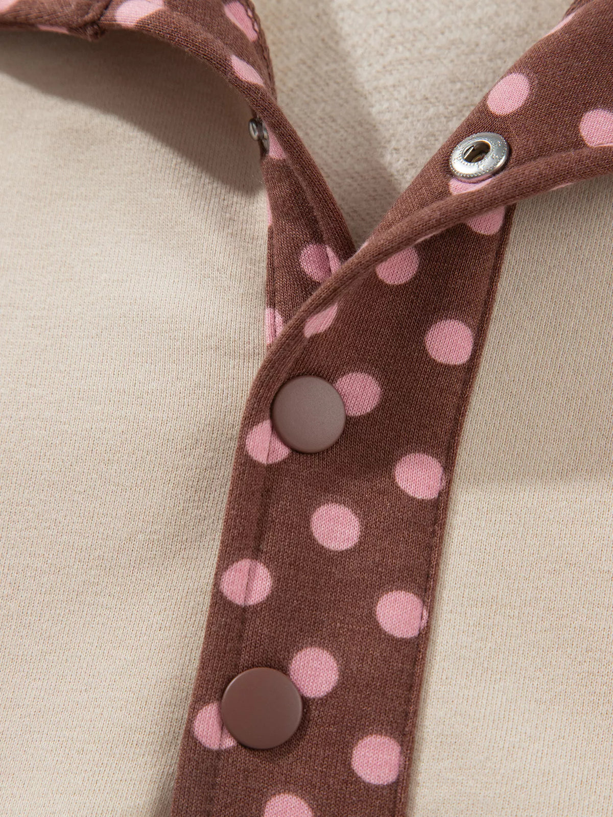 Polka Dot Baggy Pullover & Shorts Set in Beige
