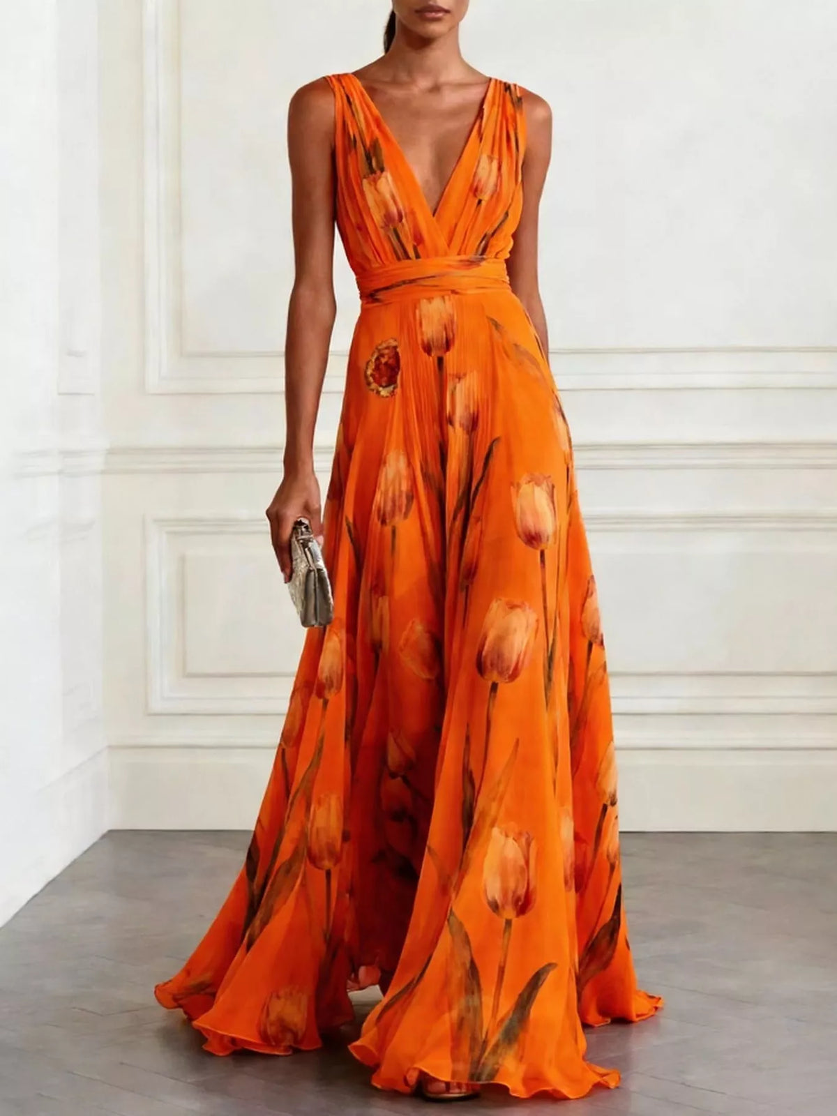 Plus Size Sleeveless Floral Maxi Dress