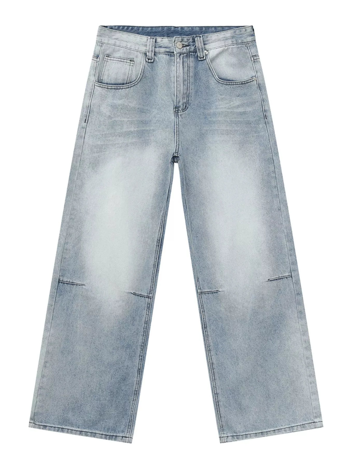 Distressed Washed Wide-Leg Jeans in Blue by DashingTogs