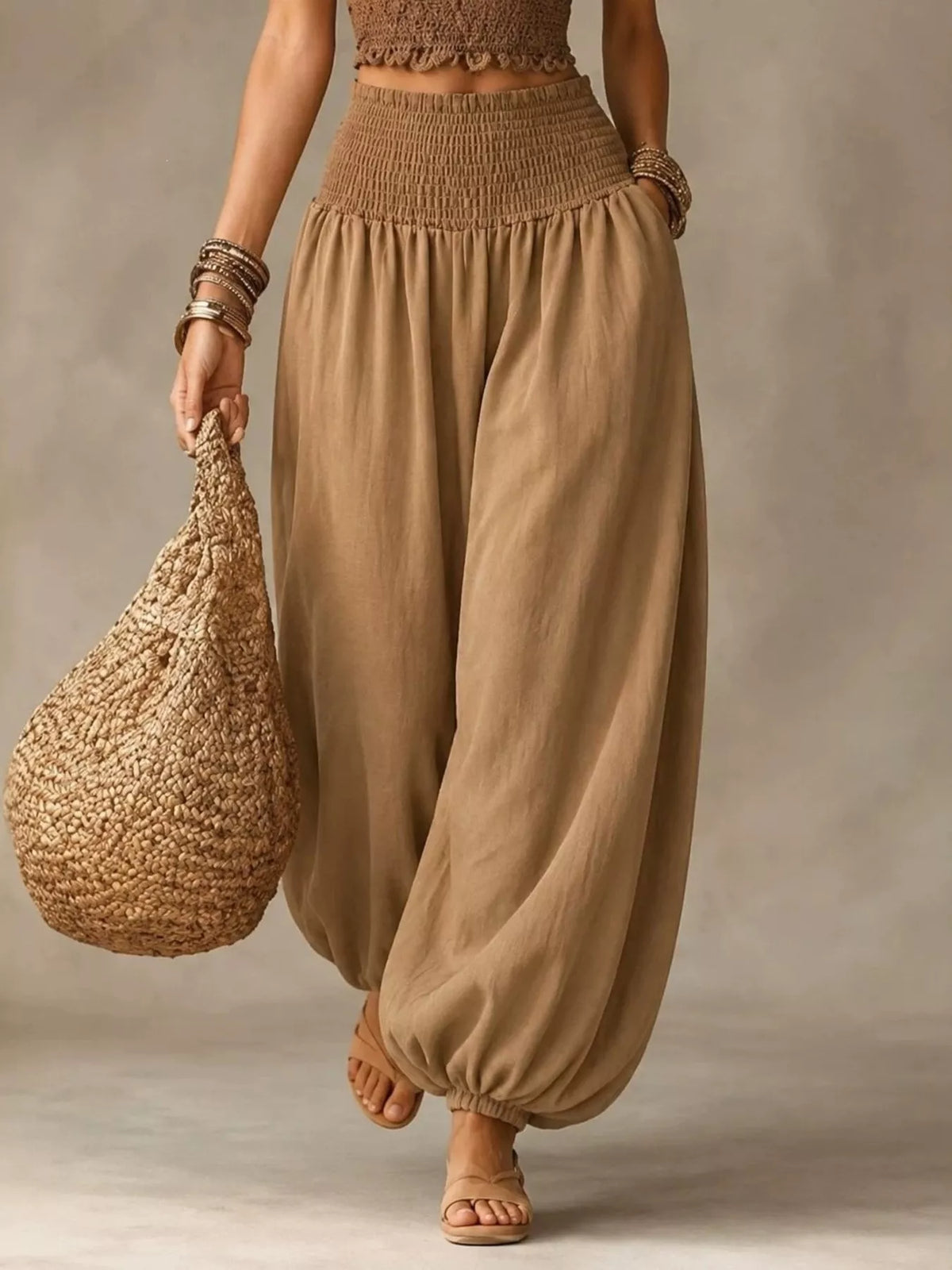 Smocked Harem Pants