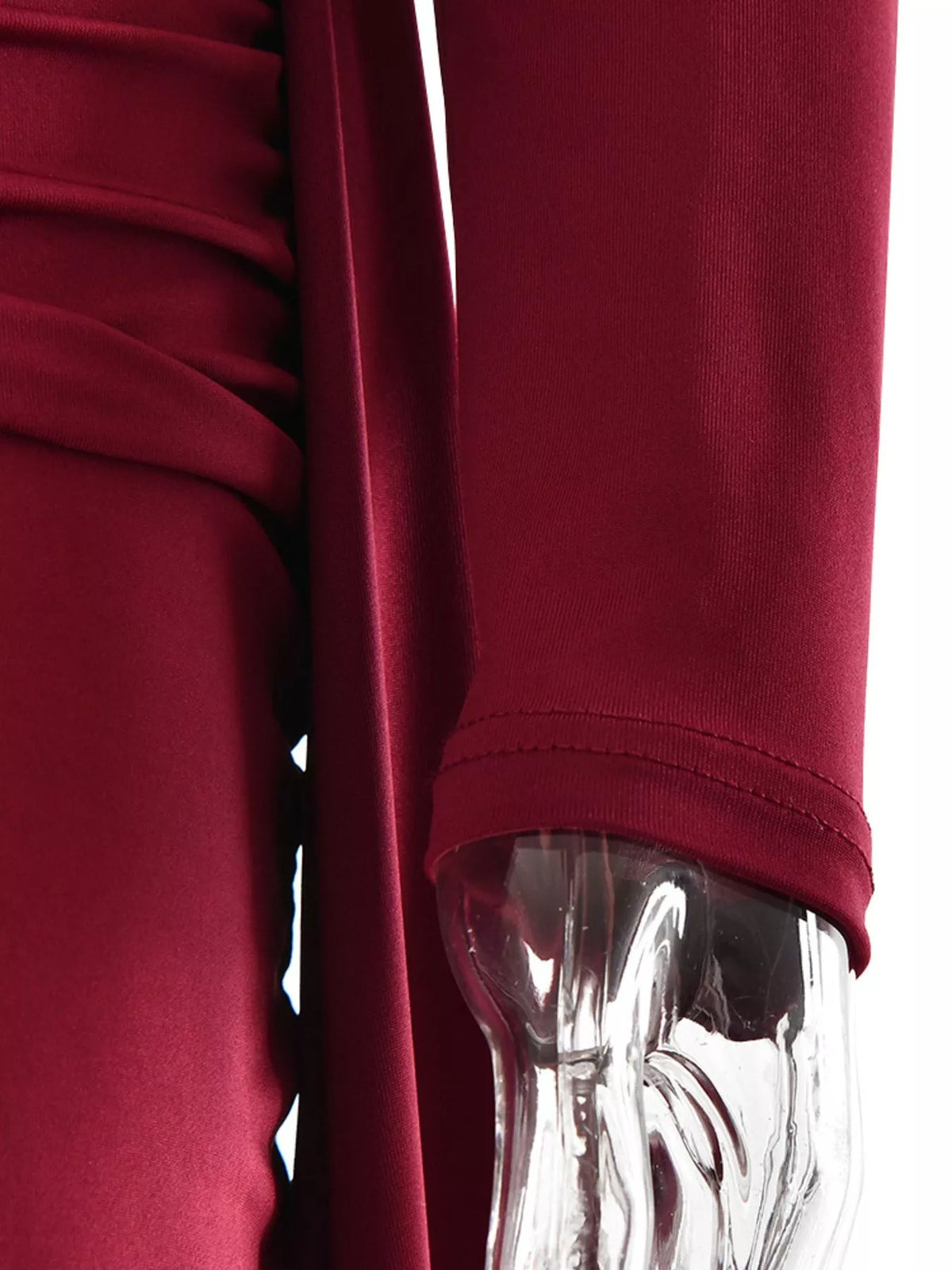 One-Shoulder Ruched Maxi Dress in Wine Red