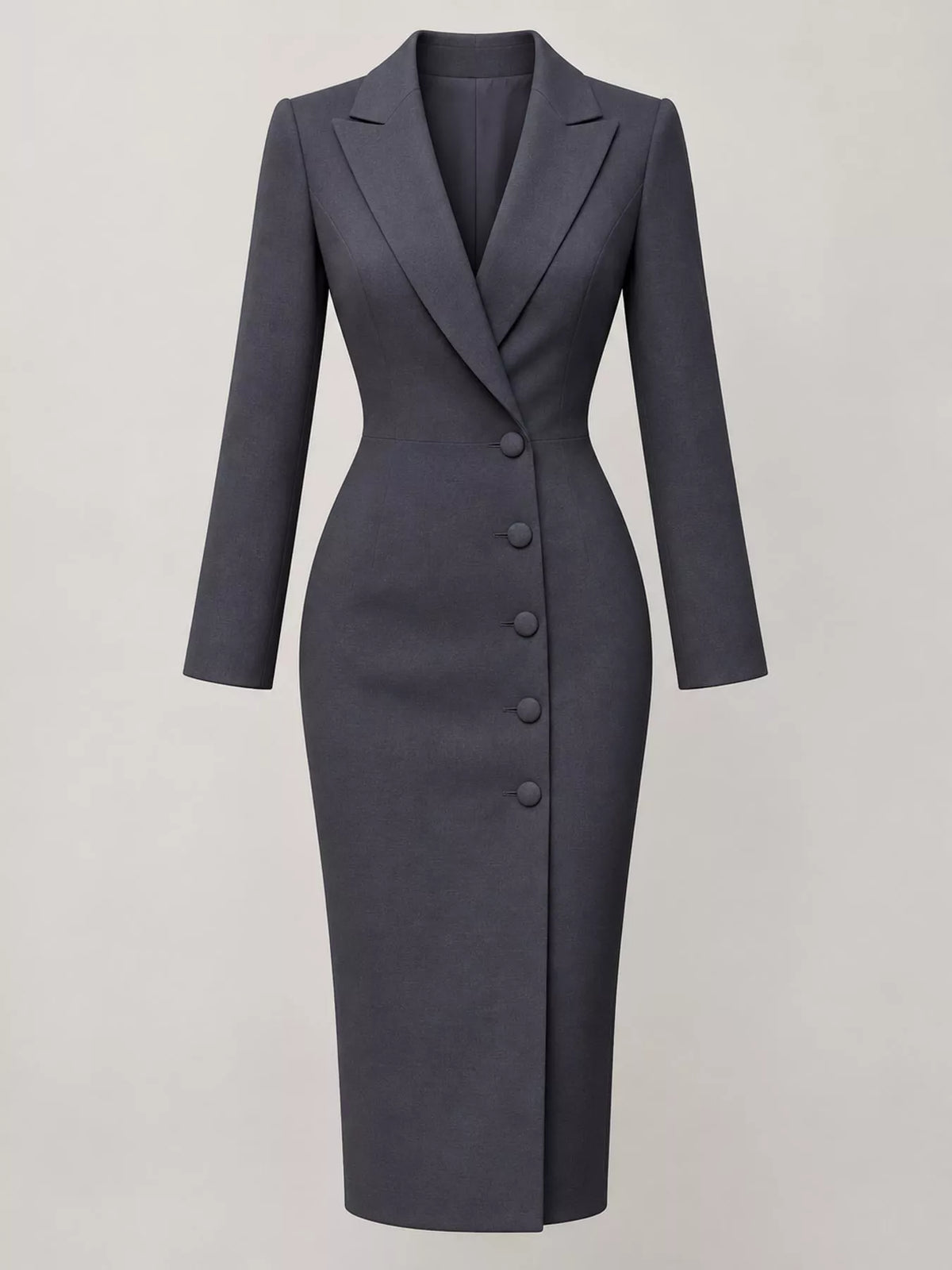 Single-Breasted Blazer Midi Dress