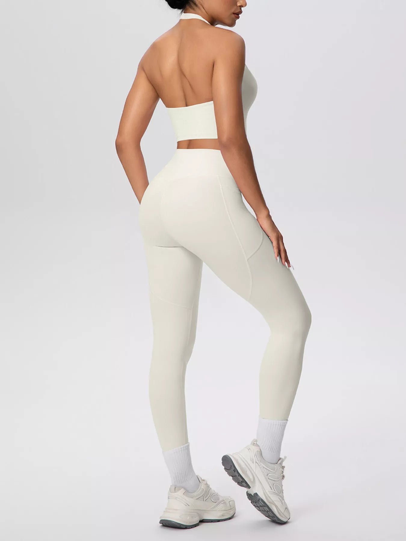 Halter Neck Crop Top and Leggings Active Set