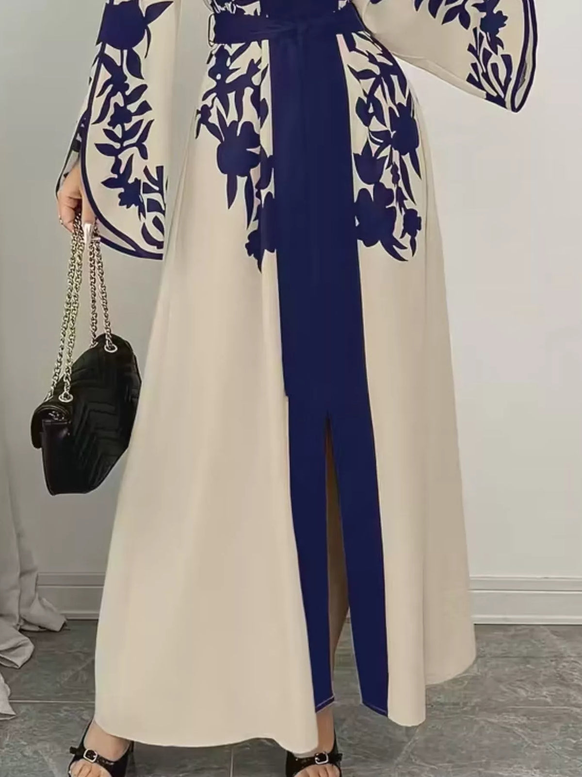 Printed Tie-Waist Maxi Dress with Front Split by Calliope