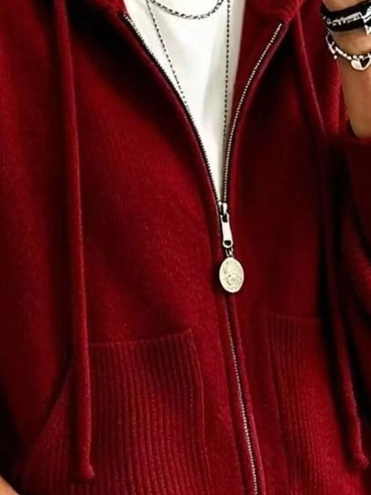 Hooded Zip-Up Knit Cardigan