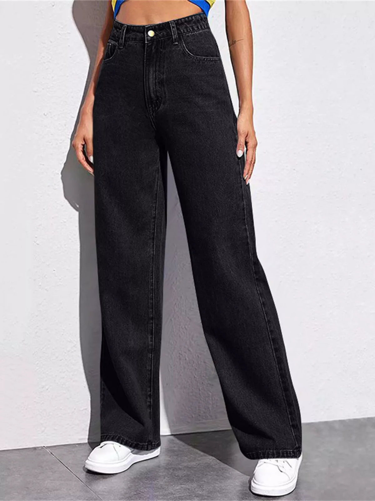 Extended-Size High-Waisted Wide-Leg Jeans by Dreamy Drapes