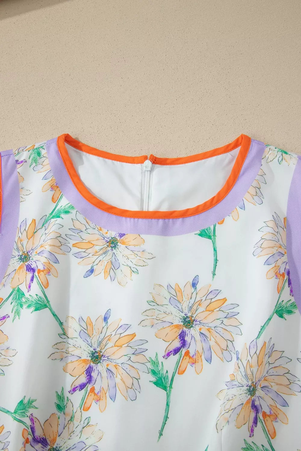 Belted Color Block Dress in Floral