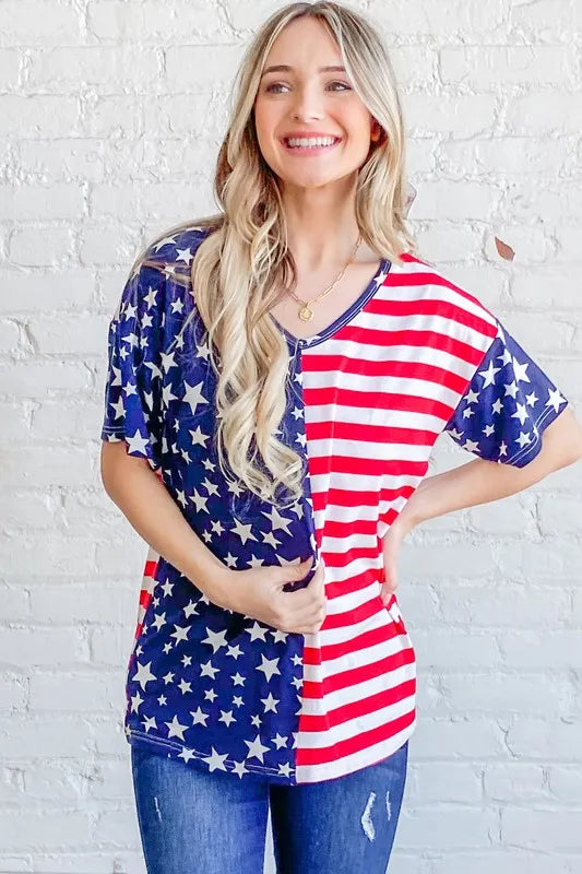 And The Why American Flag Top in Red and Navy in Red/navy
