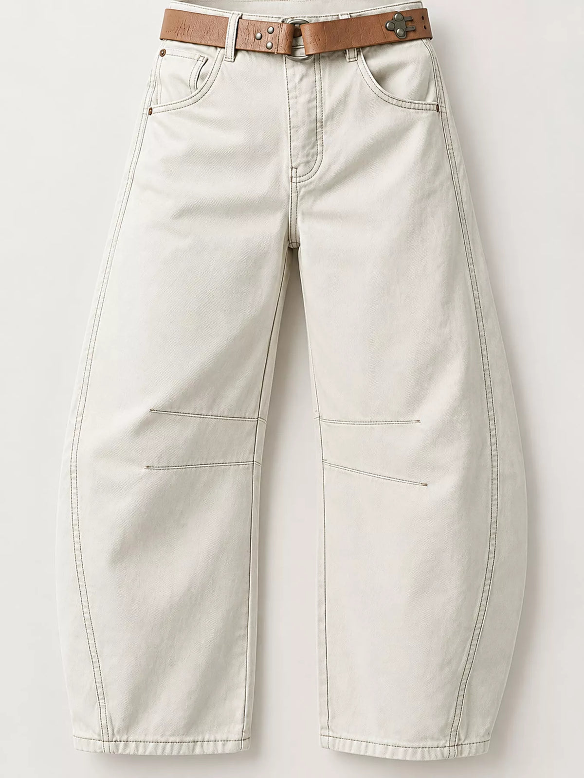 Washed Barrel-Leg Jeans