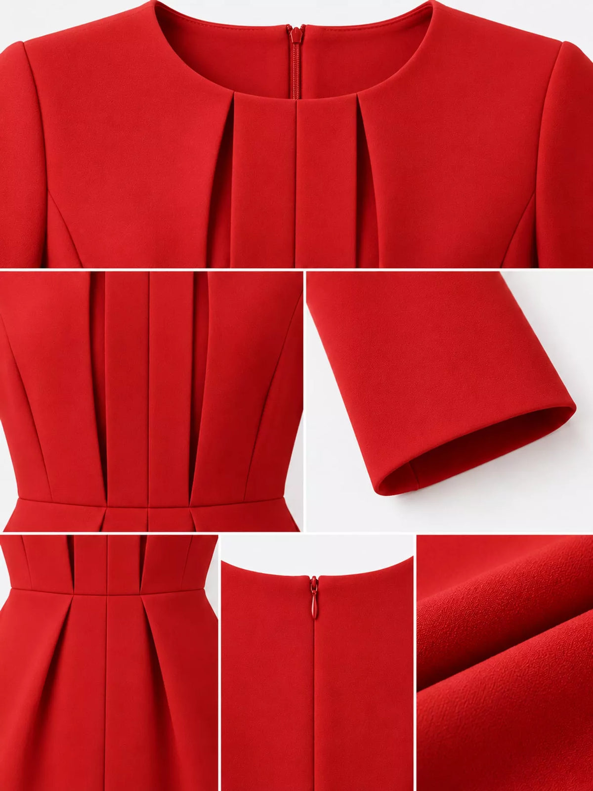 Pleated Long-Sleeve Bodycon Dress
