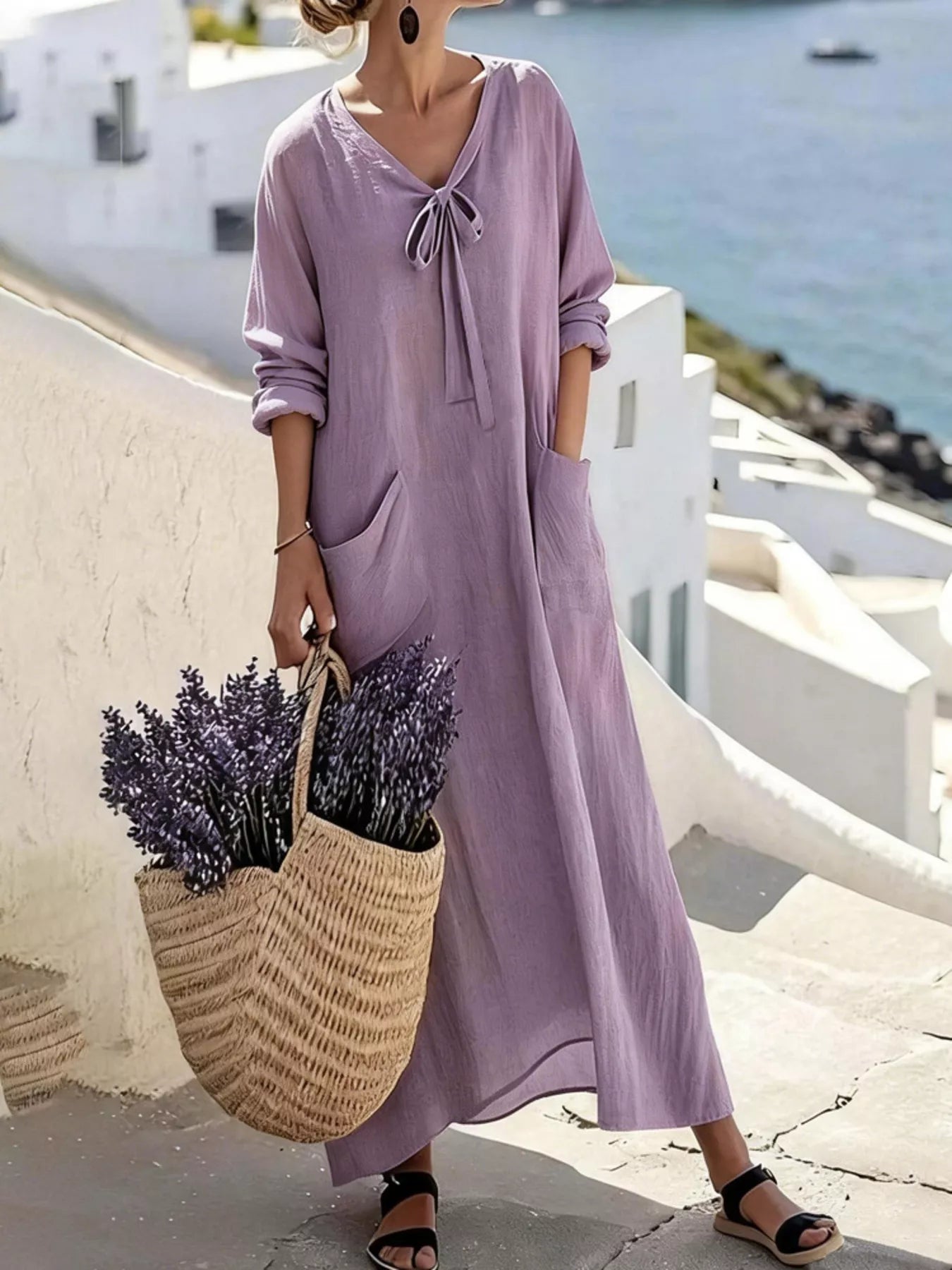 Long Sleeve Maxi Dress with Pockets