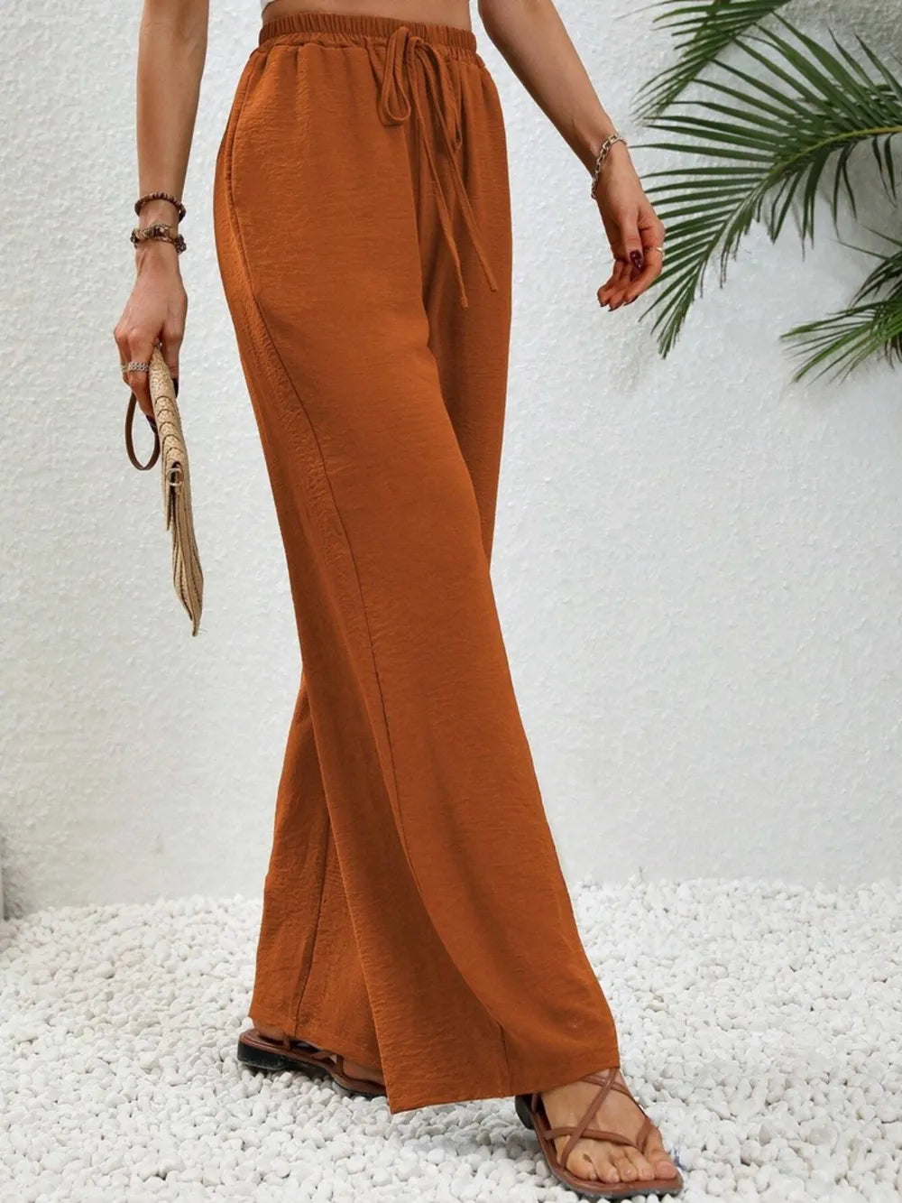 Wide-Leg Drawstring Pants