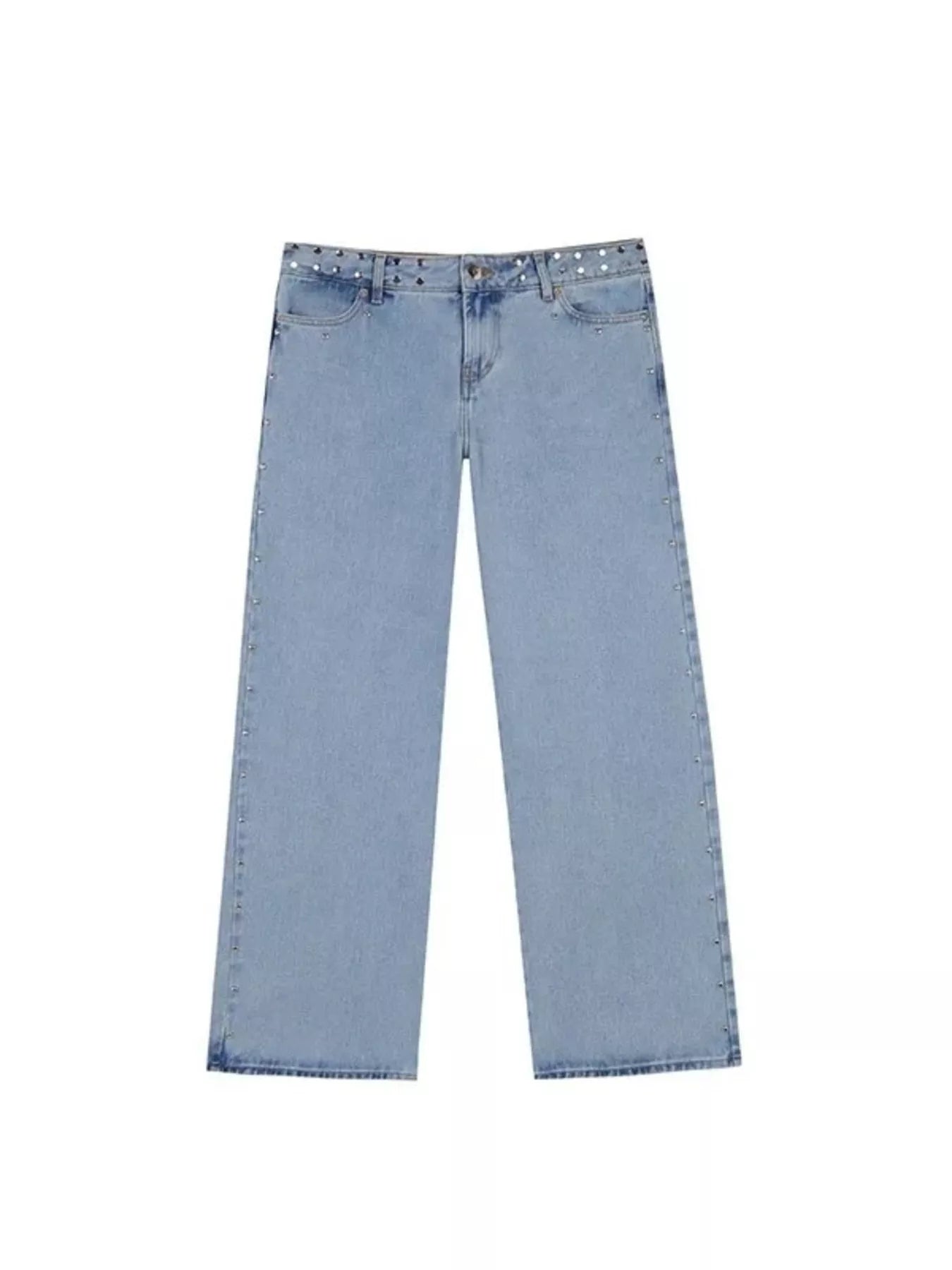 Leopard Star Patch Wide Leg Jeans