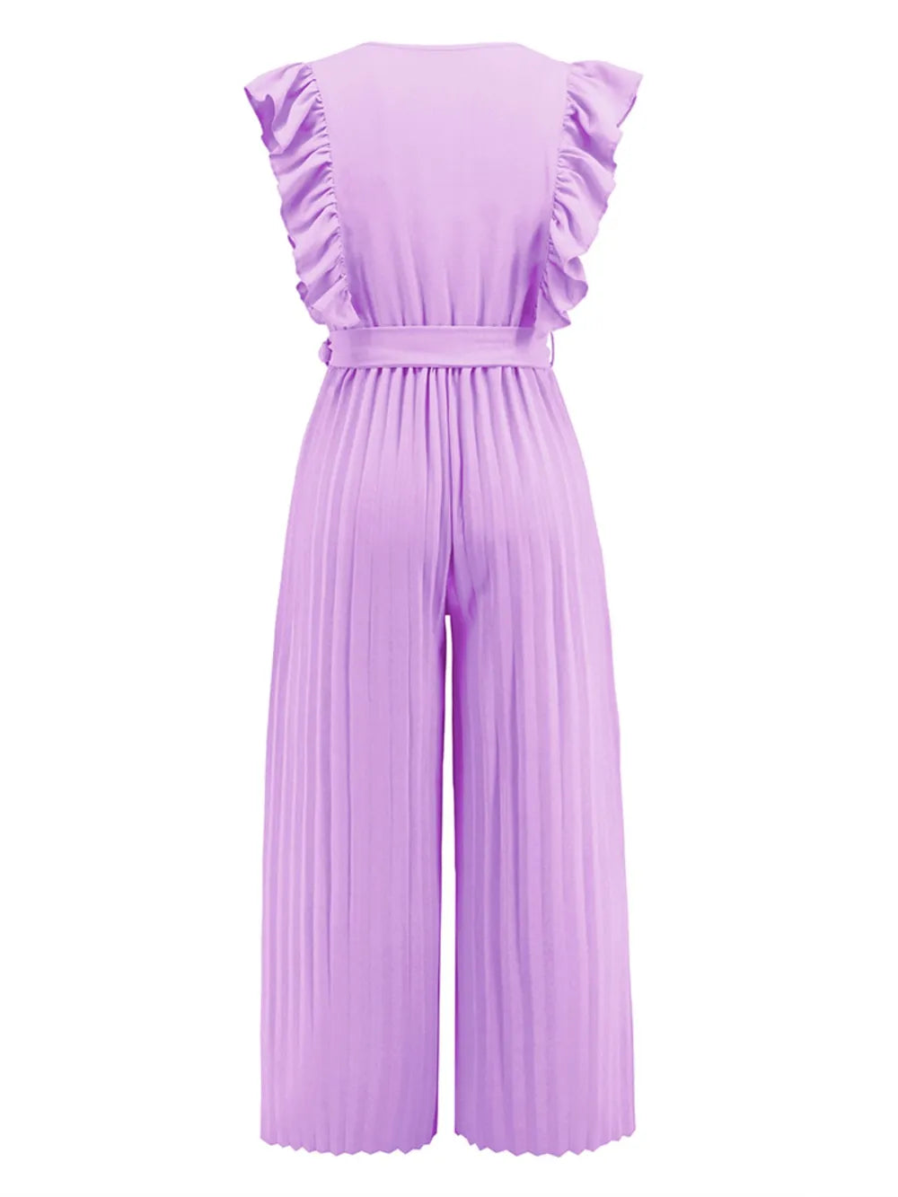 Ruffled Surplice Cap-Sleeve Jumpsuit