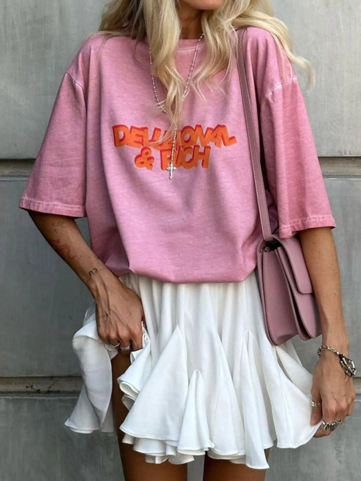 Ruffled-Hem Elastic Waist Skirt