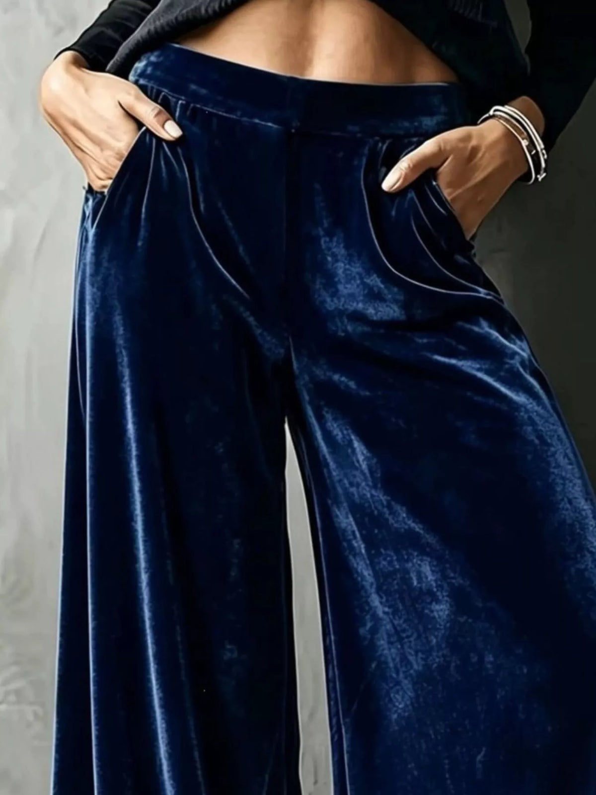 High-Waisted Wide-Leg Velvet Pants