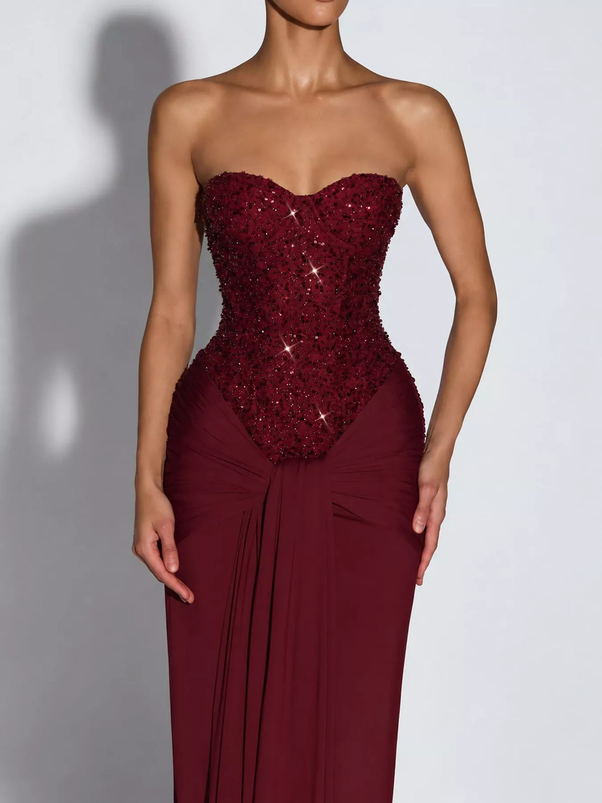 Strapless Sequin Corset Maxi Dress