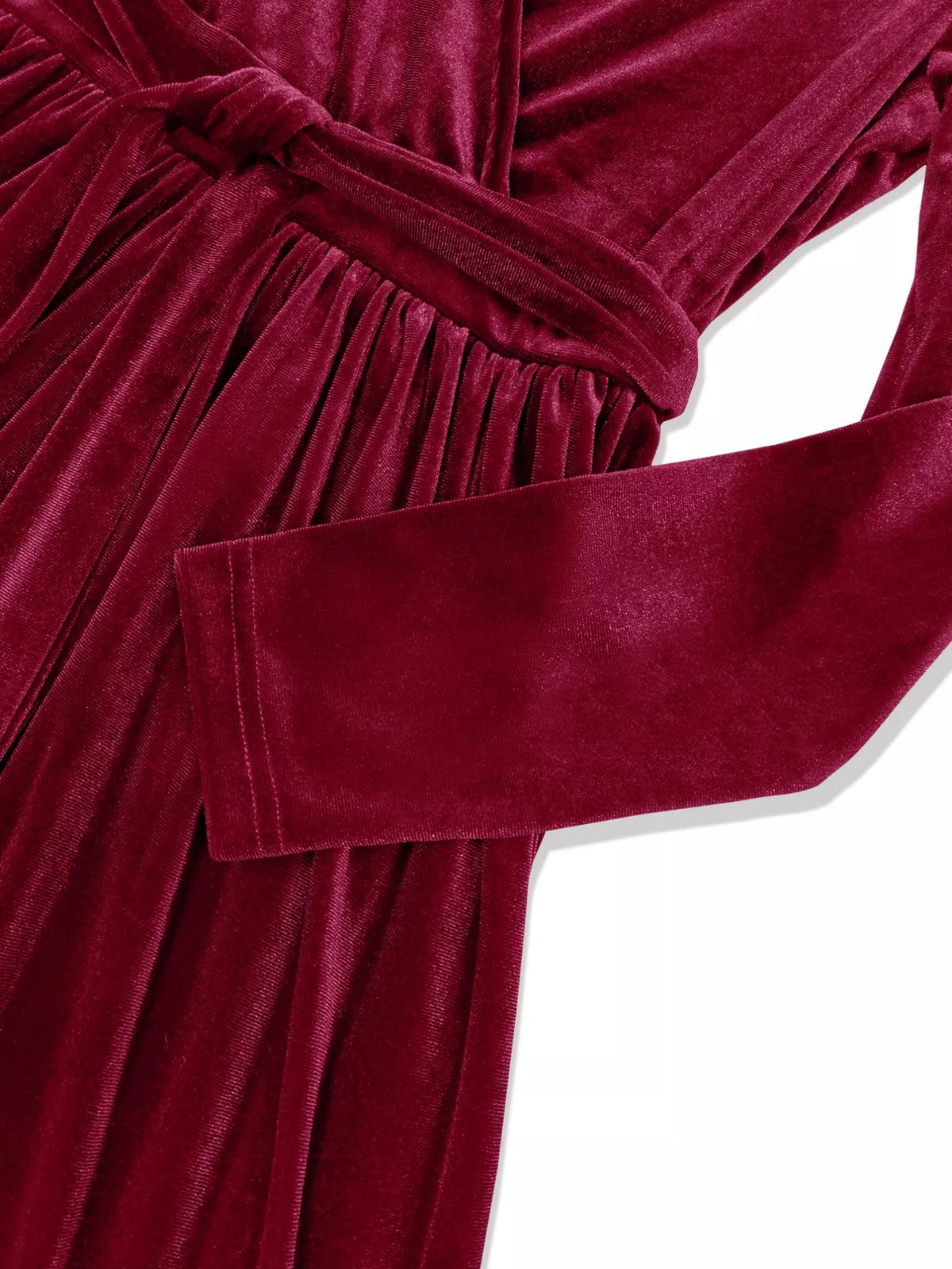 Velvet Wrap Surplice Maxi Dress in Burgundy