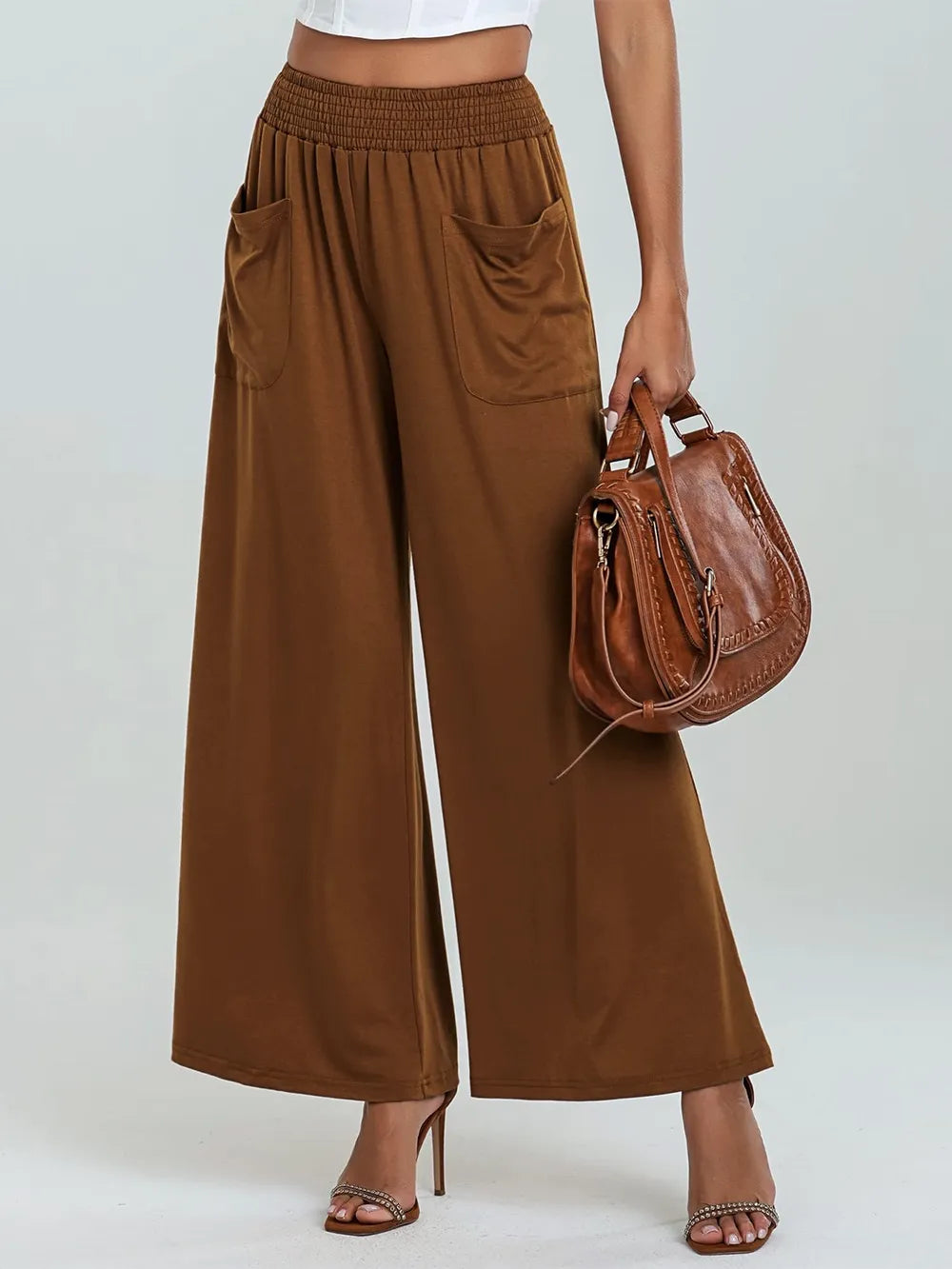 Elastic Waist Wide Leg Pants
