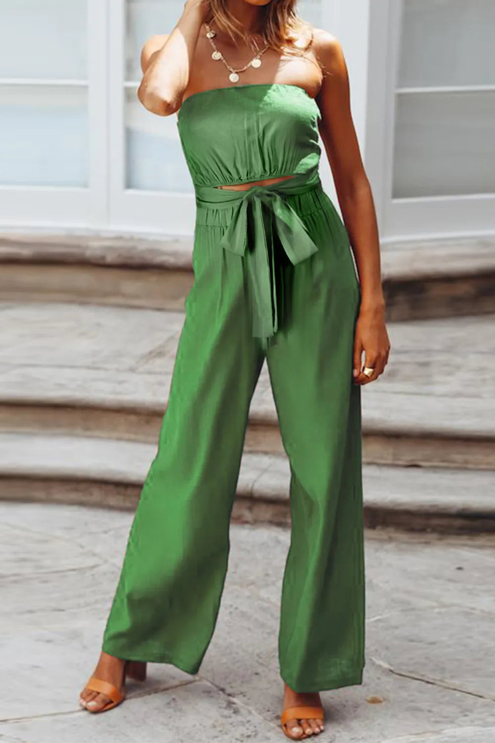 Cutout Tube Wide Leg Jumpsuit