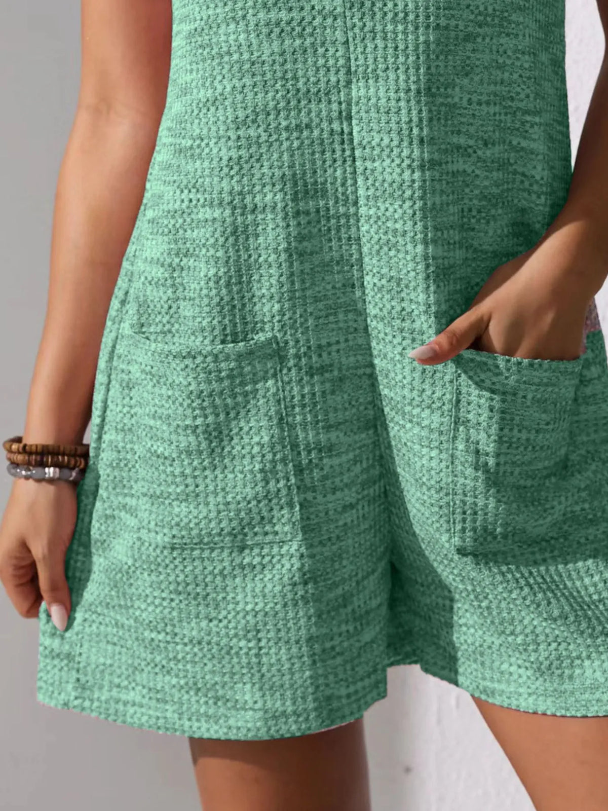 Button Front Romper with Pockets