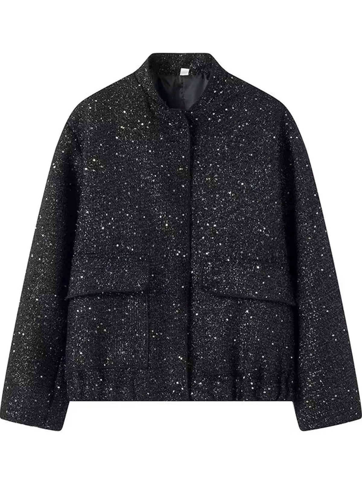 Tweed Bomber Jacket with Sequin Detail
