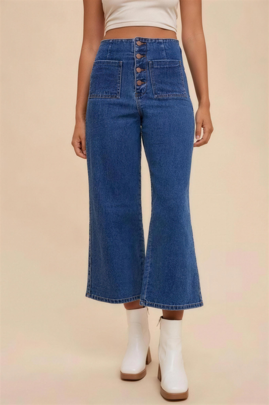 Annie Wear Button Fly High Waist Jeans in Dark Wash