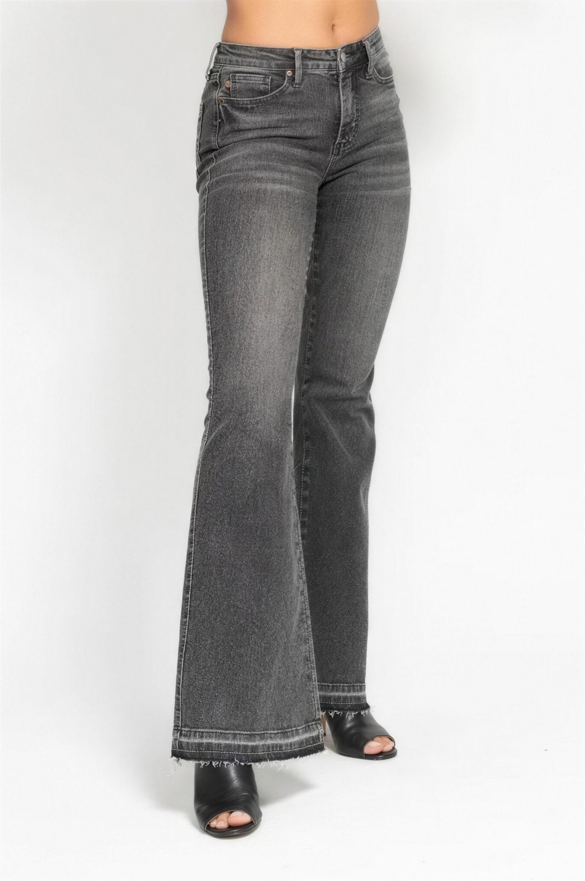 Judy Blue Tummy Control Flare Jeans in Washed Gray