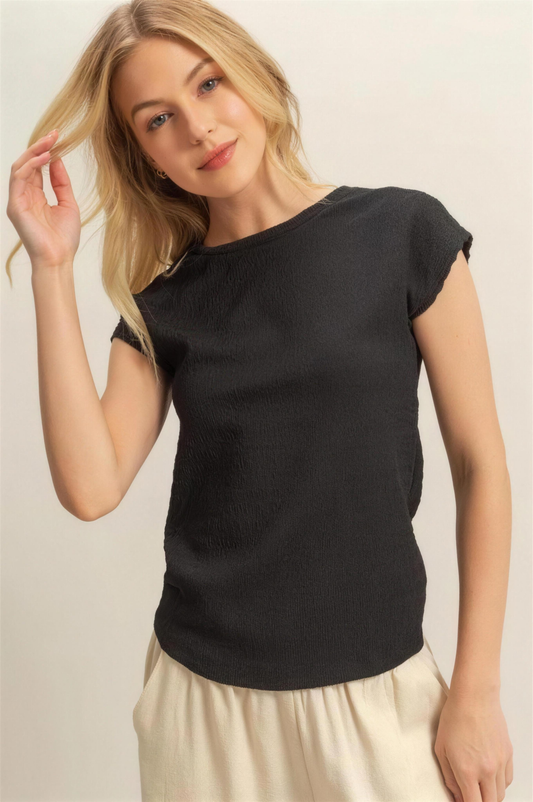 Hyfve Textured Knit Top in Black
