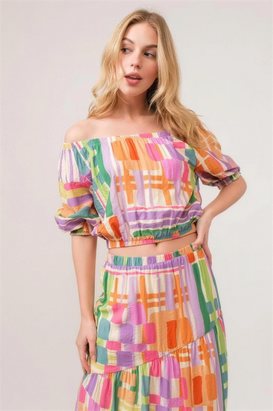 And The Why Asymmetric Tiered Maxi Skirt in Multi