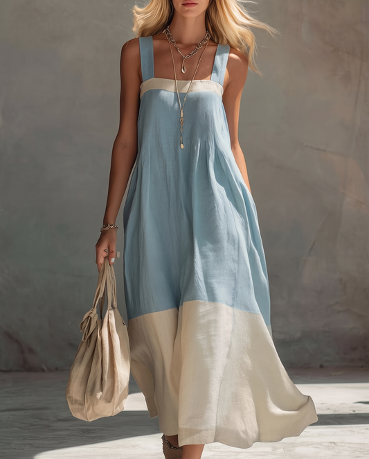 Color-Block Sleeveless Midi Dress