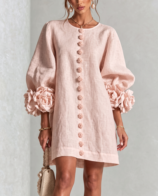 3D Floral Applique Mini Dress