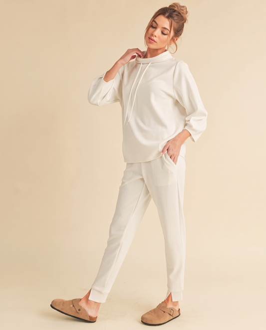 Elastic Waist Joggers in Cream
