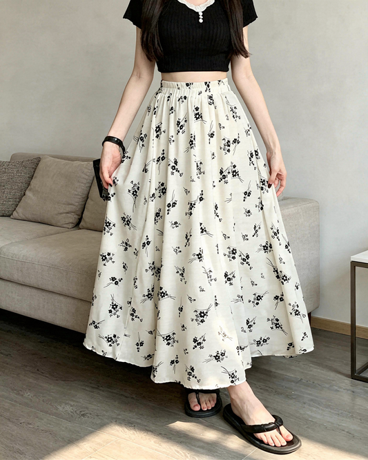 Floral Print A-Line Skirt