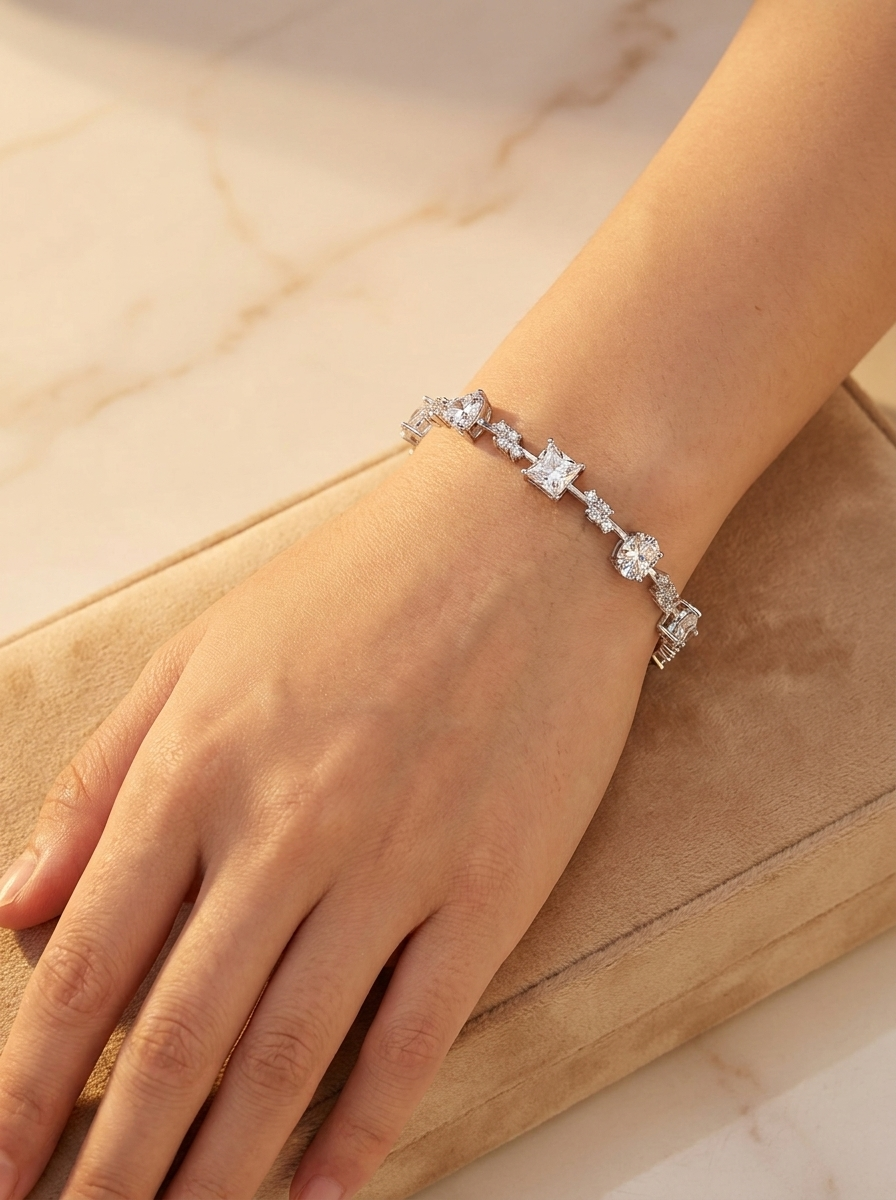 ilussa 6.2ct moissanite bracelet lifestyle — wrist shot